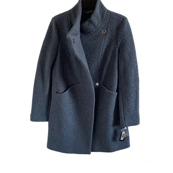 NWT Kenneth Cole New York Periwinkle Wool Blend Bouclé Coat Size Medium - Picture 2 of 6